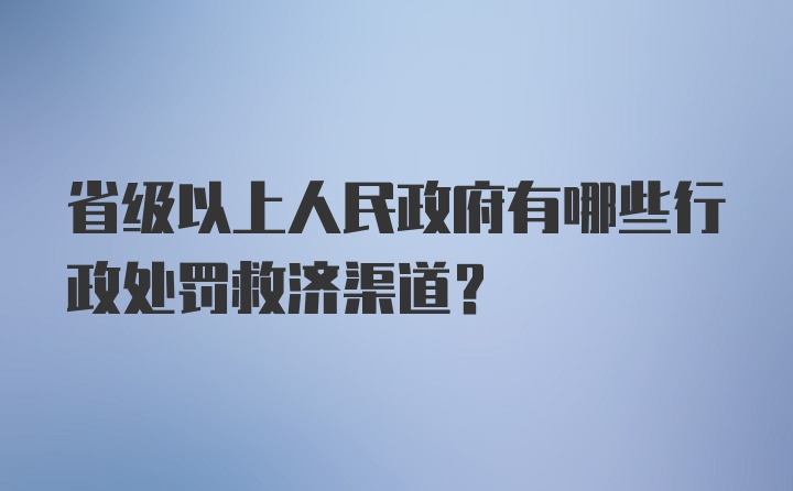 省级以上人民政府有哪些行政处罚救济渠道?