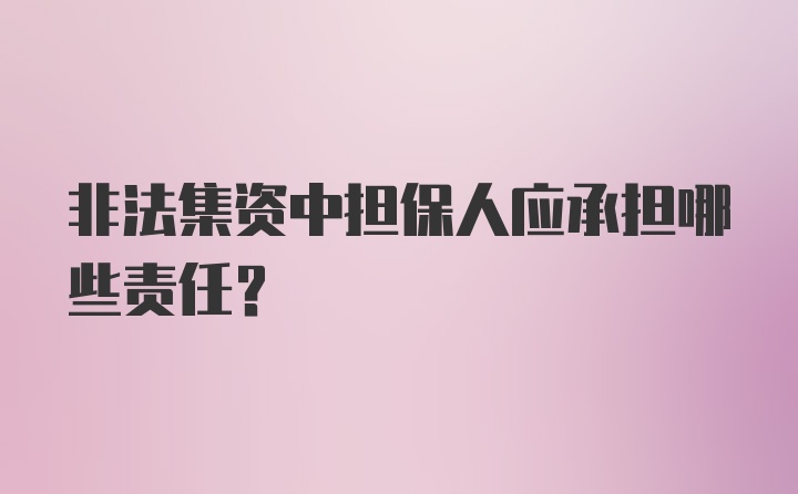 非法集资中担保人应承担哪些责任？