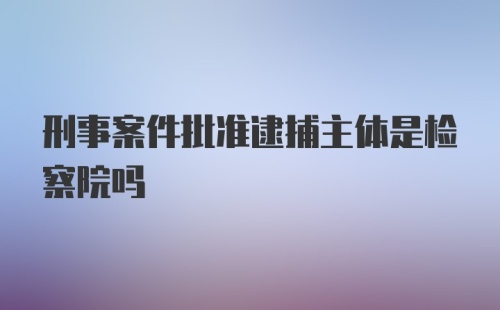 刑事案件批准逮捕主体是检察院吗