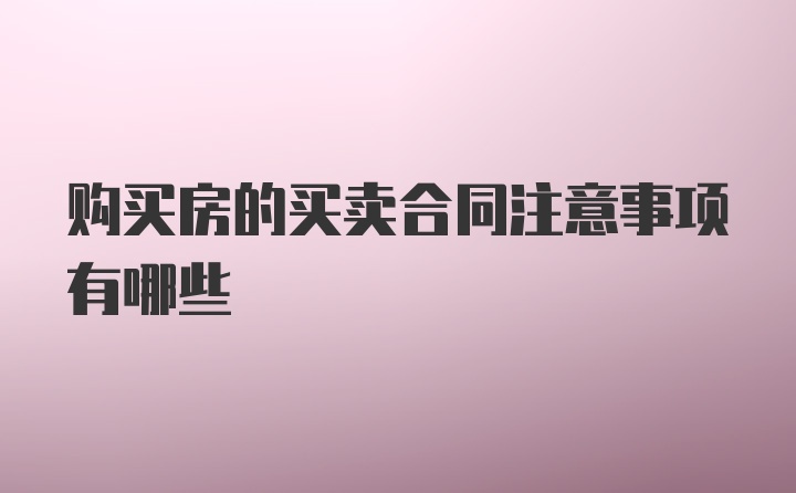 购买房的买卖合同注意事项有哪些