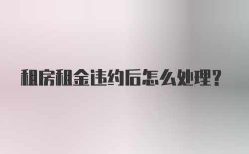 租房租金违约后怎么处理？