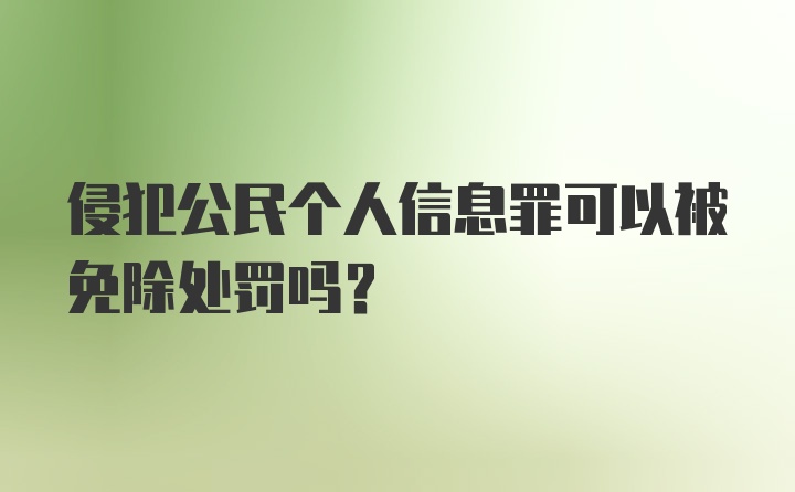 侵犯公民个人信息罪可以被免除处罚吗？