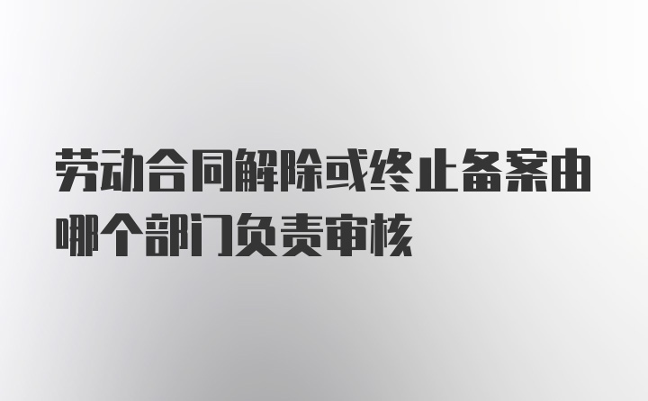 劳动合同解除或终止备案由哪个部门负责审核