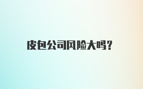 皮包公司风险大吗？