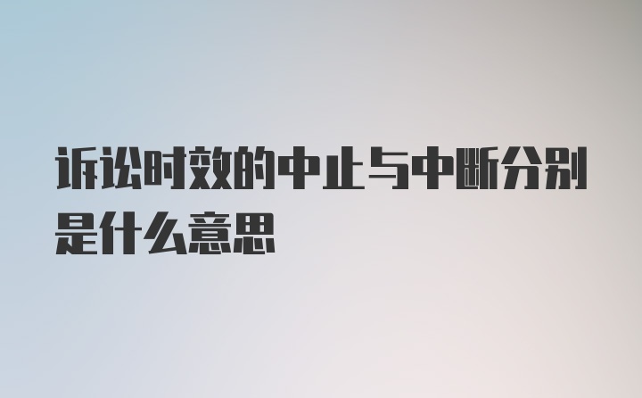 诉讼时效的中止与中断分别是什么意思