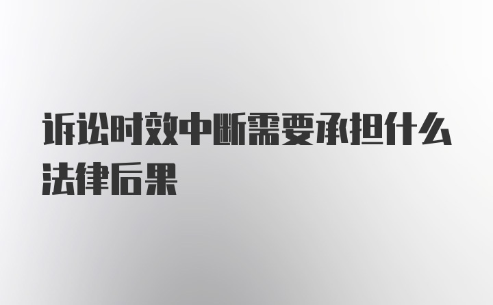 诉讼时效中断需要承担什么法律后果