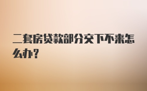 二套房贷款部分交下不来怎么办？