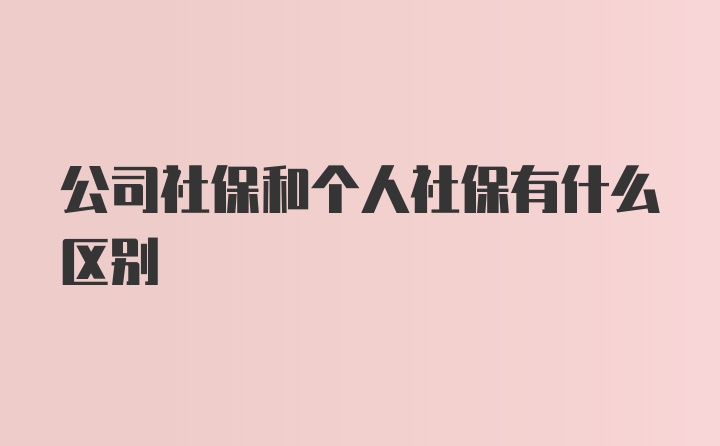 公司社保和个人社保有什么区别