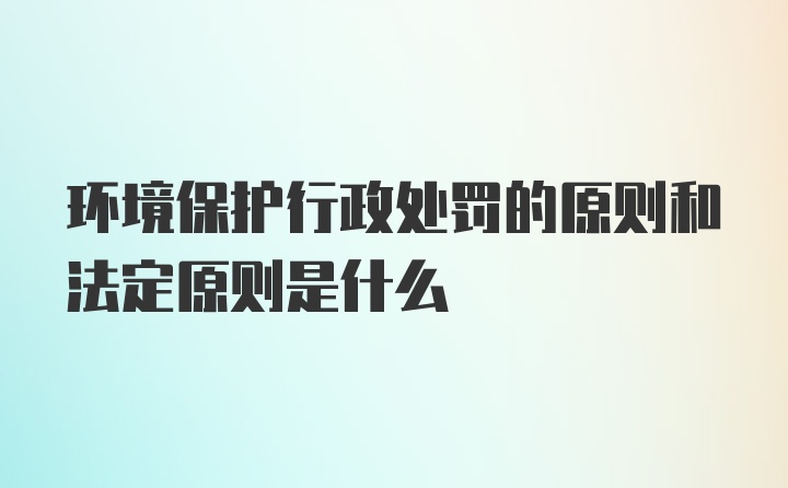 环境保护行政处罚的原则和法定原则是什么