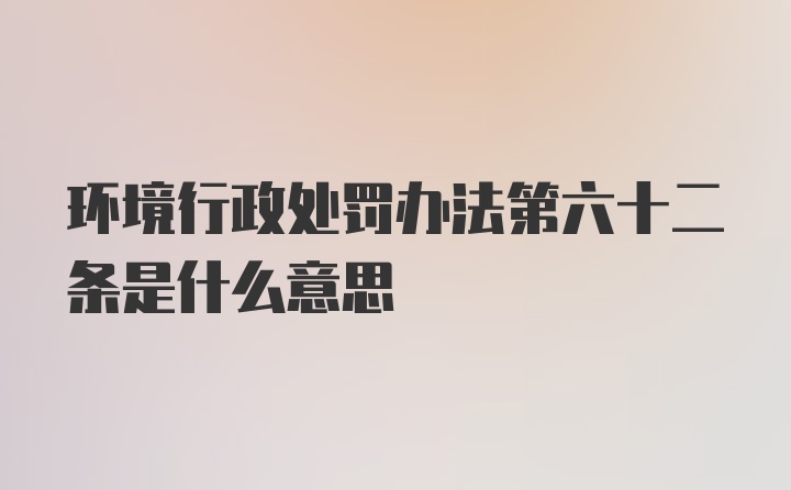 环境行政处罚办法第六十二条是什么意思