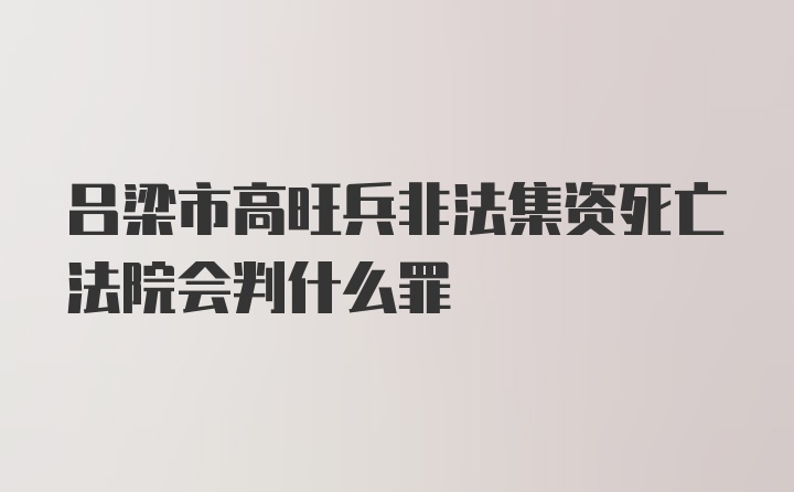 吕梁市高旺兵非法集资死亡法院会判什么罪