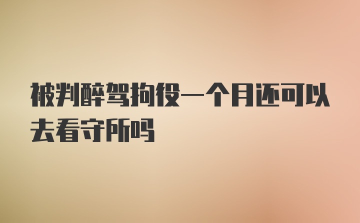 被判醉驾拘役一个月还可以去看守所吗