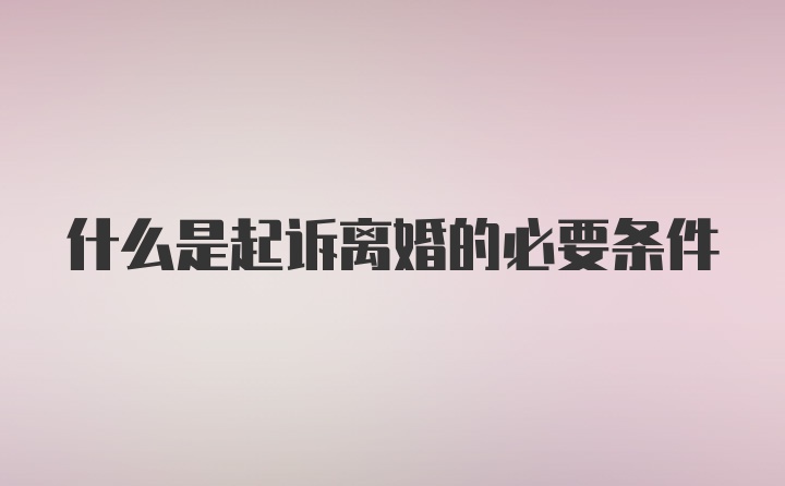 什么是起诉离婚的必要条件