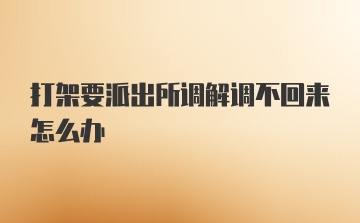 打架要派出所调解调不回来怎么办