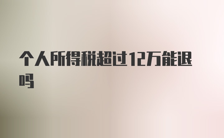 个人所得税超过12万能退吗