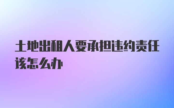 土地出租人要承担违约责任该怎么办