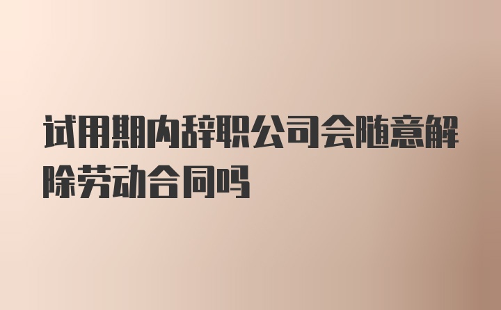 试用期内辞职公司会随意解除劳动合同吗