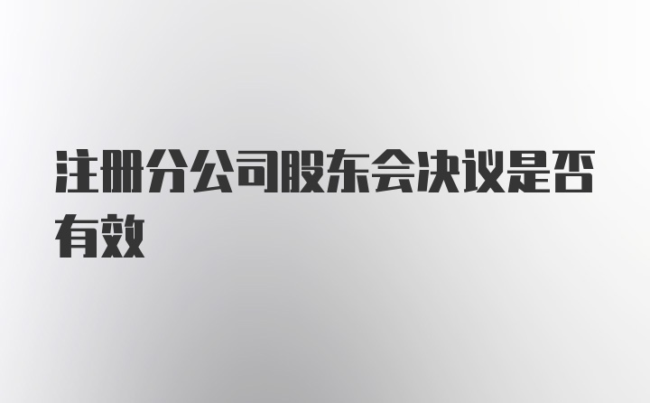 注册分公司股东会决议是否有效