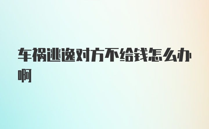 车祸逃逸对方不给钱怎么办啊