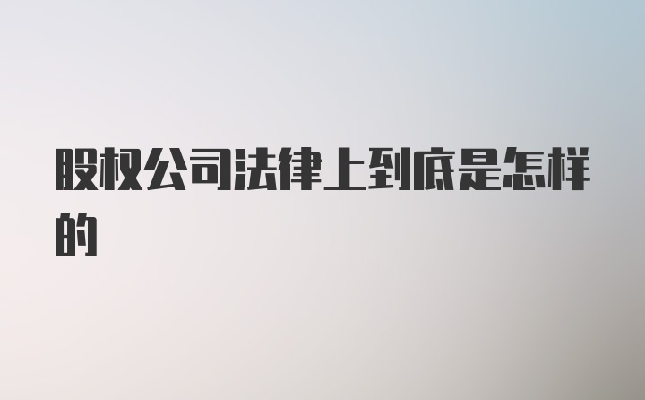 股权公司法律上到底是怎样的