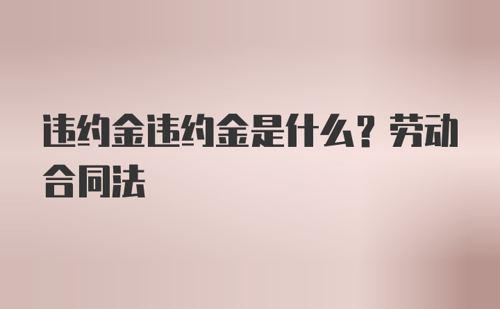 违约金违约金是什么？劳动合同法