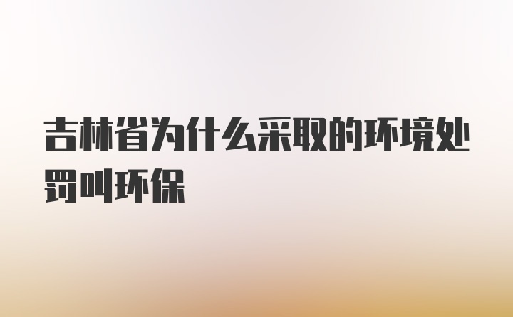 吉林省为什么采取的环境处罚叫环保