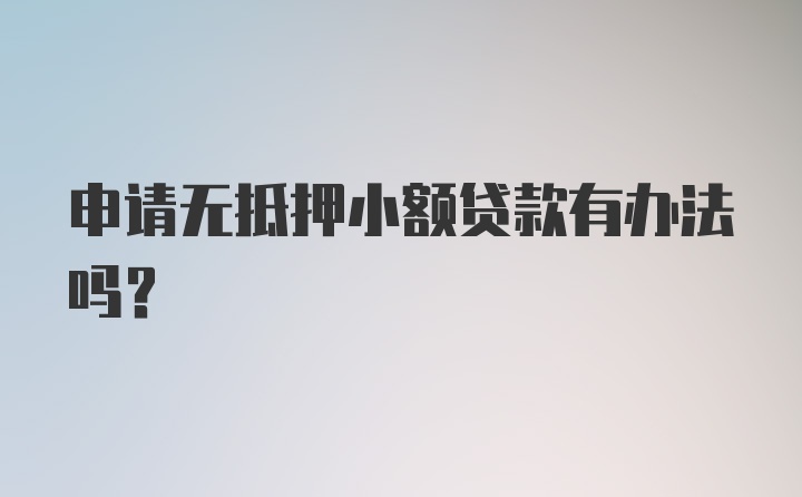 申请无抵押小额贷款有办法吗？