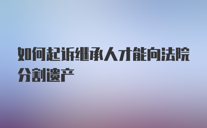 如何起诉继承人才能向法院分割遗产