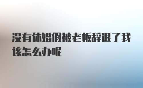 没有休婚假被老板辞退了我该怎么办呢