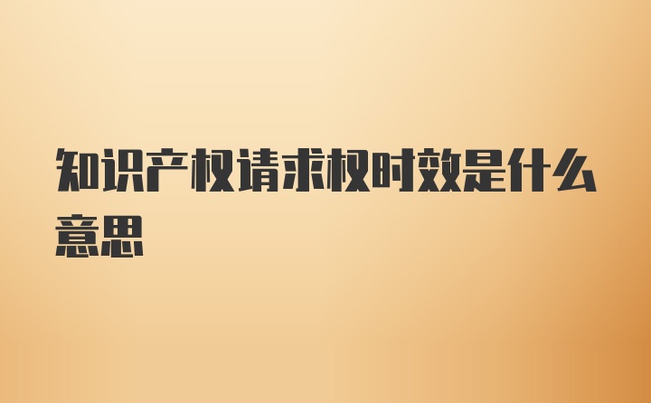 知识产权请求权时效是什么意思