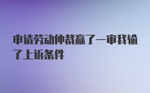 申请劳动仲裁赢了一审我输了上诉条件