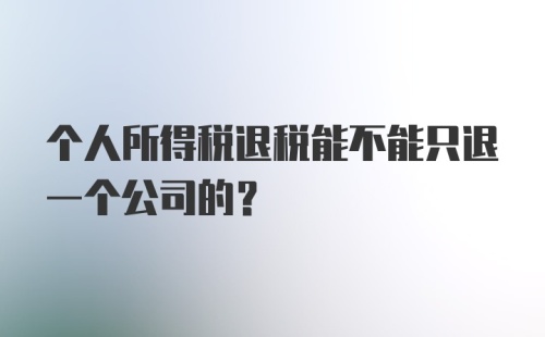 个人所得税退税能不能只退一个公司的？