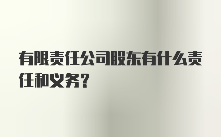 有限责任公司股东有什么责任和义务？