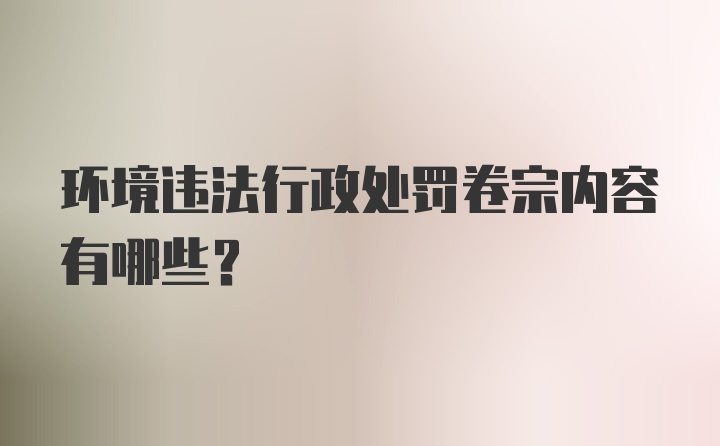 环境违法行政处罚卷宗内容有哪些？