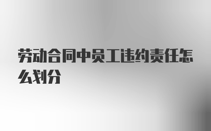 劳动合同中员工违约责任怎么划分