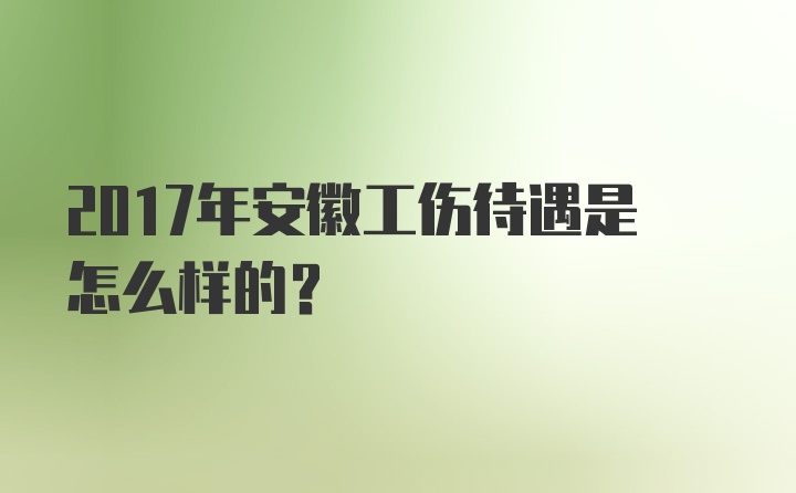 2017年安徽工伤待遇是怎么样的？