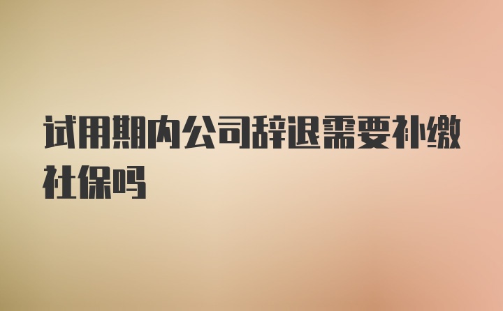 试用期内公司辞退需要补缴社保吗