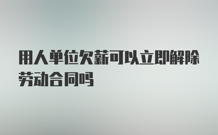 用人单位欠薪可以立即解除劳动合同吗