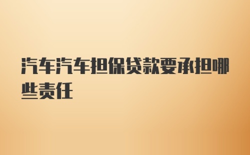 汽车汽车担保贷款要承担哪些责任