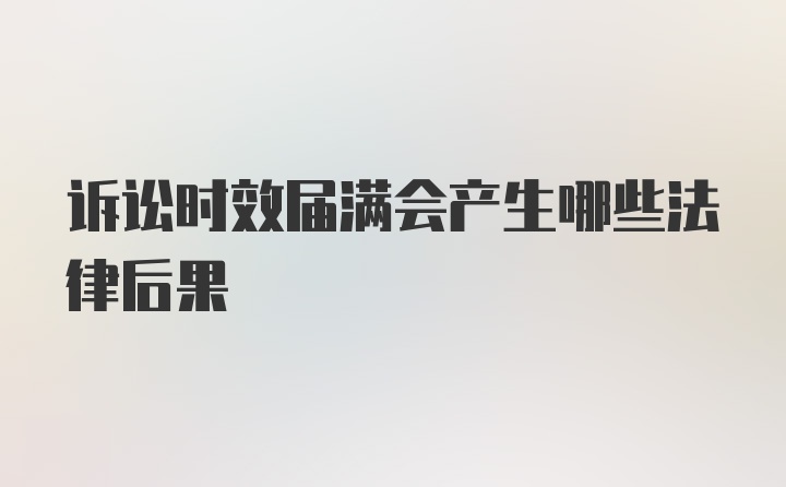 诉讼时效届满会产生哪些法律后果