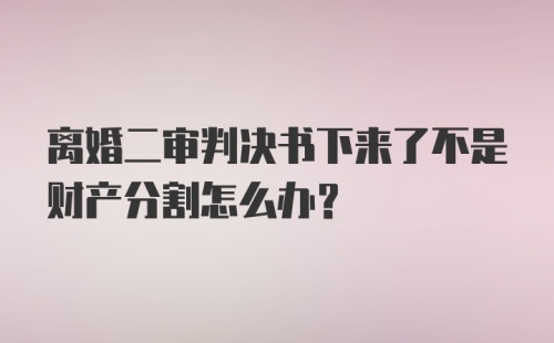 离婚二审判决书下来了不是财产分割怎么办？