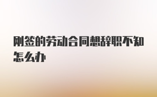 刚签的劳动合同想辞职不知怎么办