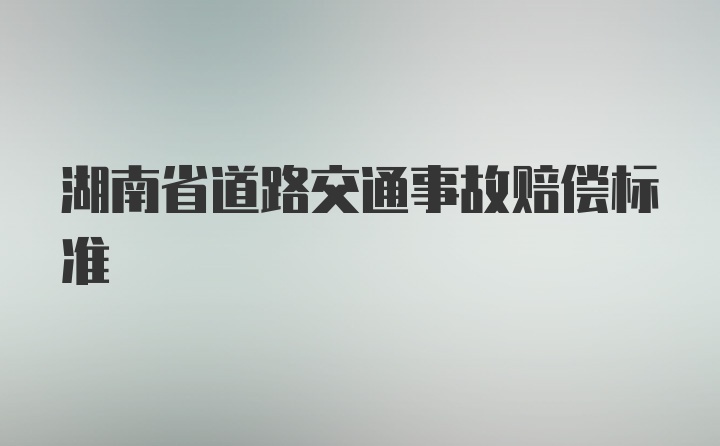 湖南省道路交通事故赔偿标准