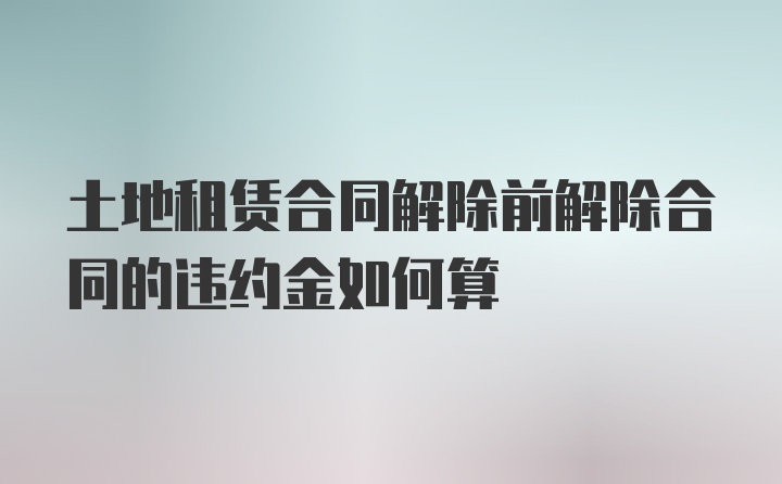 土地租赁合同解除前解除合同的违约金如何算