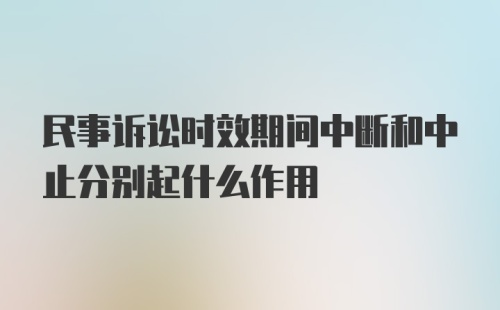 民事诉讼时效期间中断和中止分别起什么作用