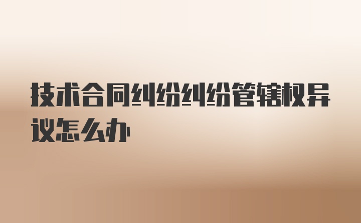 技术合同纠纷纠纷管辖权异议怎么办