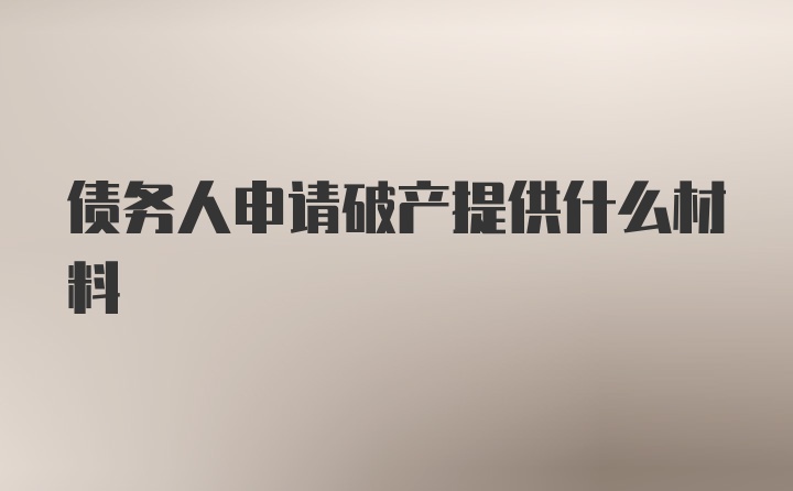 债务人申请破产提供什么材料