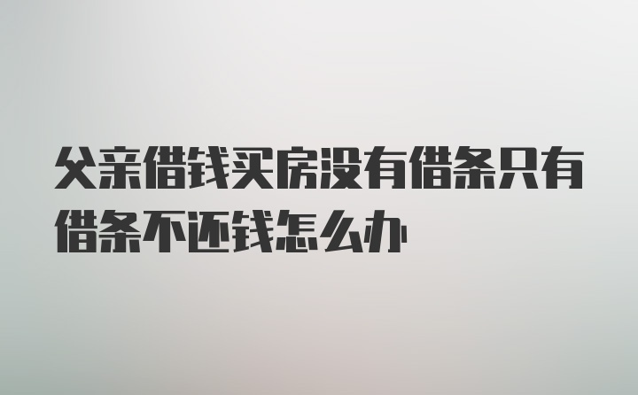 父亲借钱买房没有借条只有借条不还钱怎么办