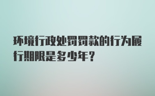 环境行政处罚罚款的行为履行期限是多少年？