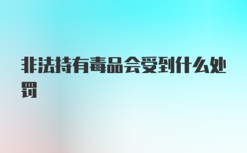 非法持有毒品会受到什么处罚